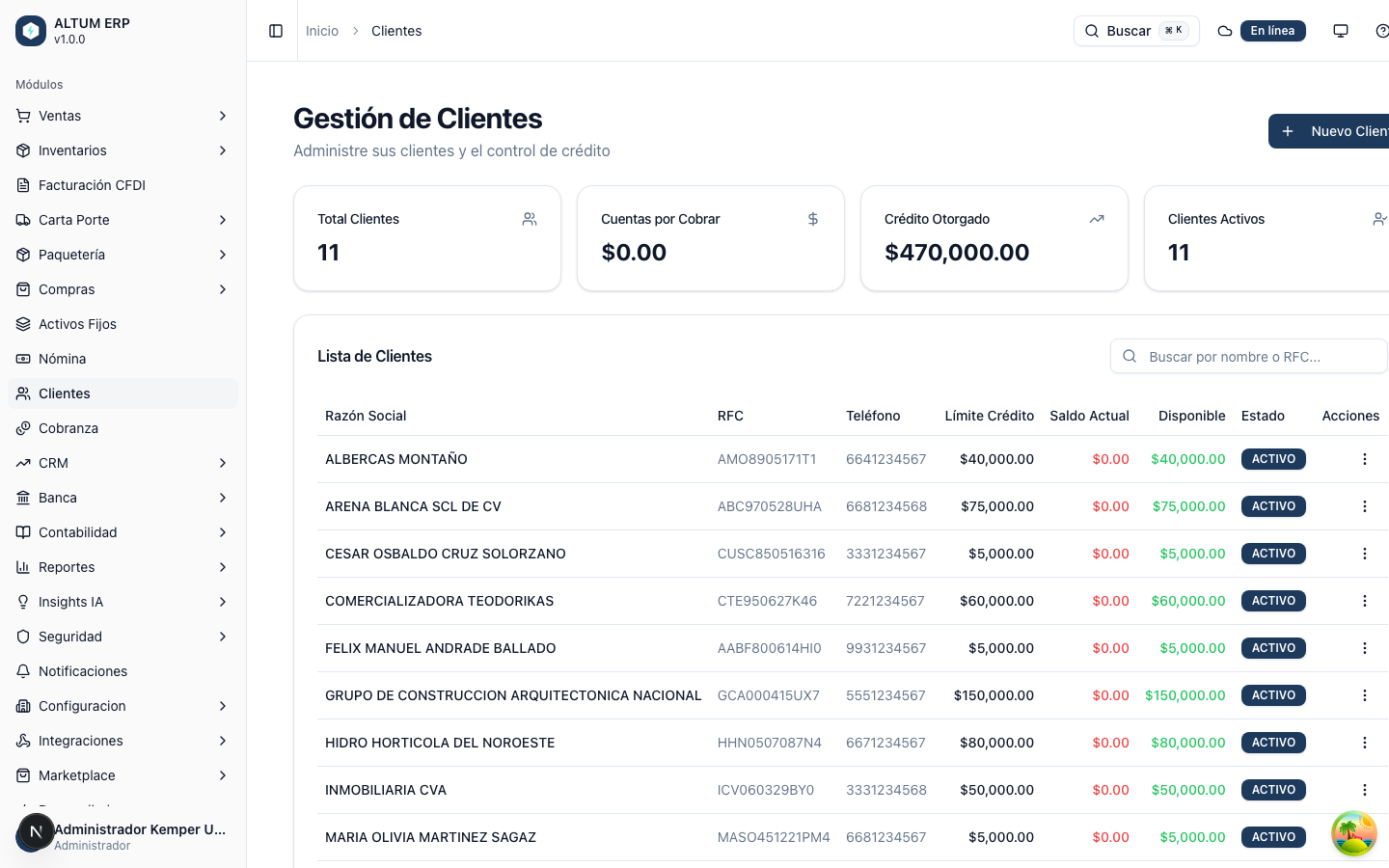 Lista de clientes