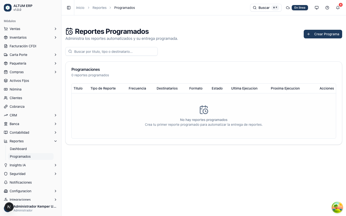 Listado de programados