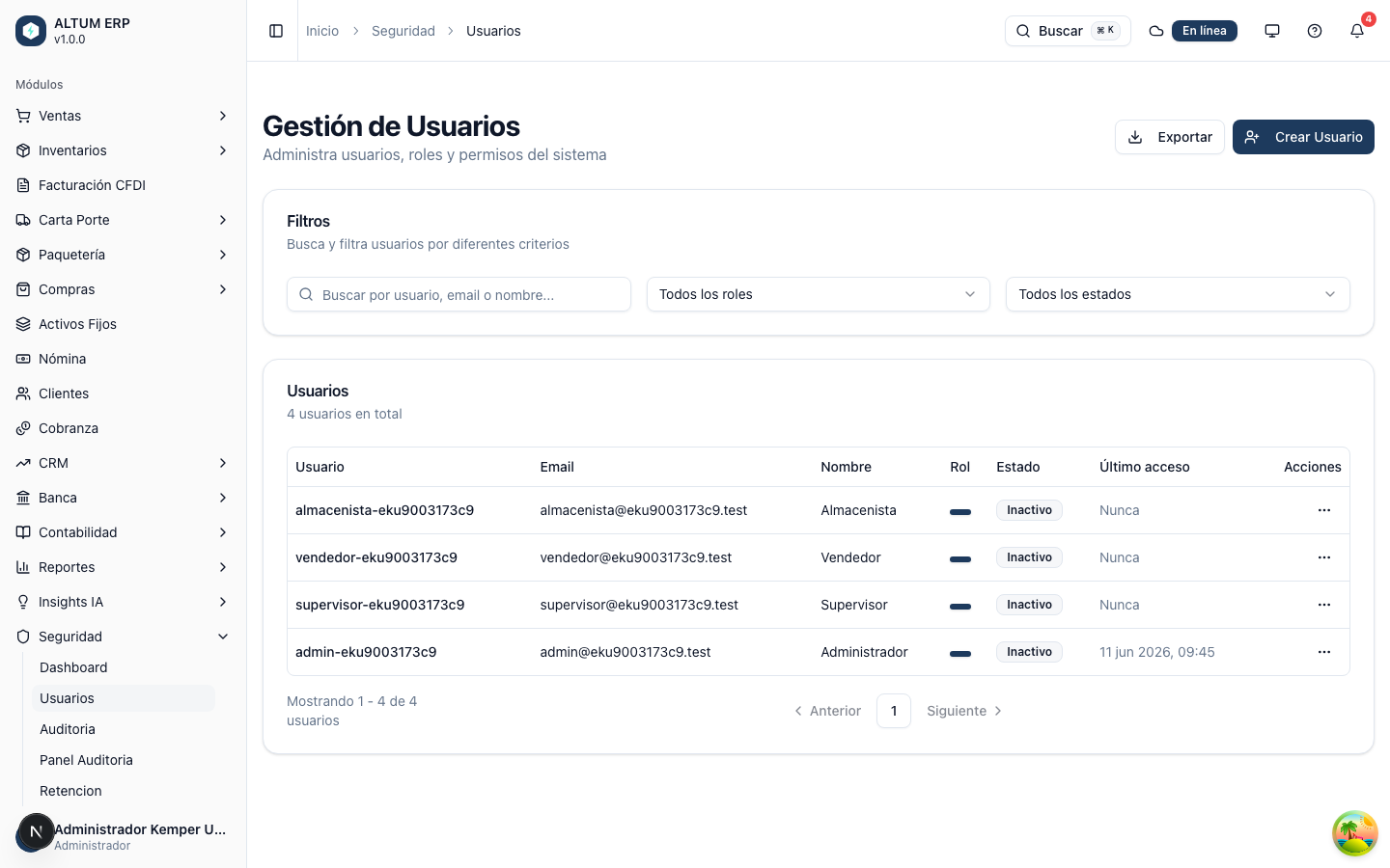Lista de usuarios