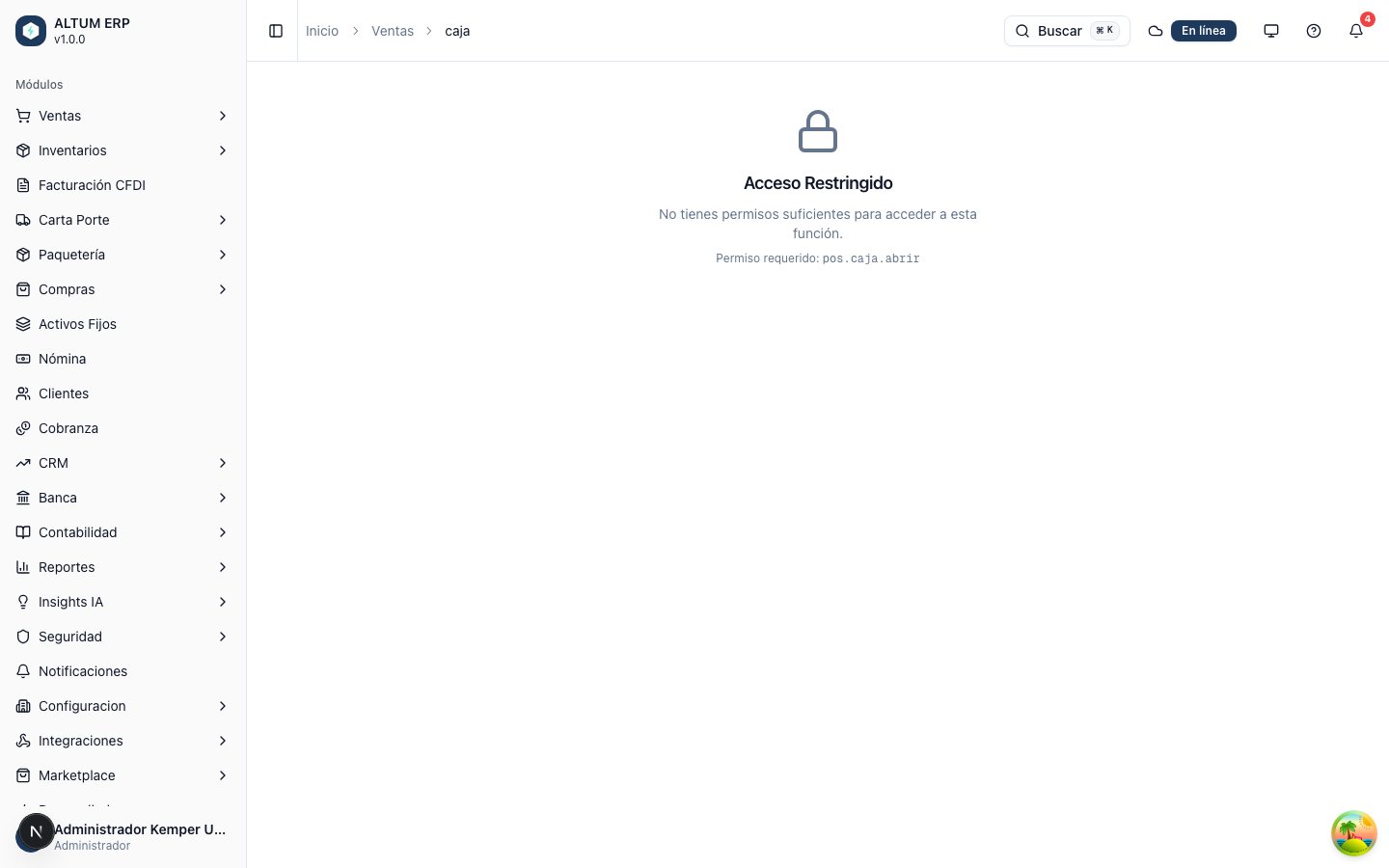 Acceso al módulo de Punto de Venta